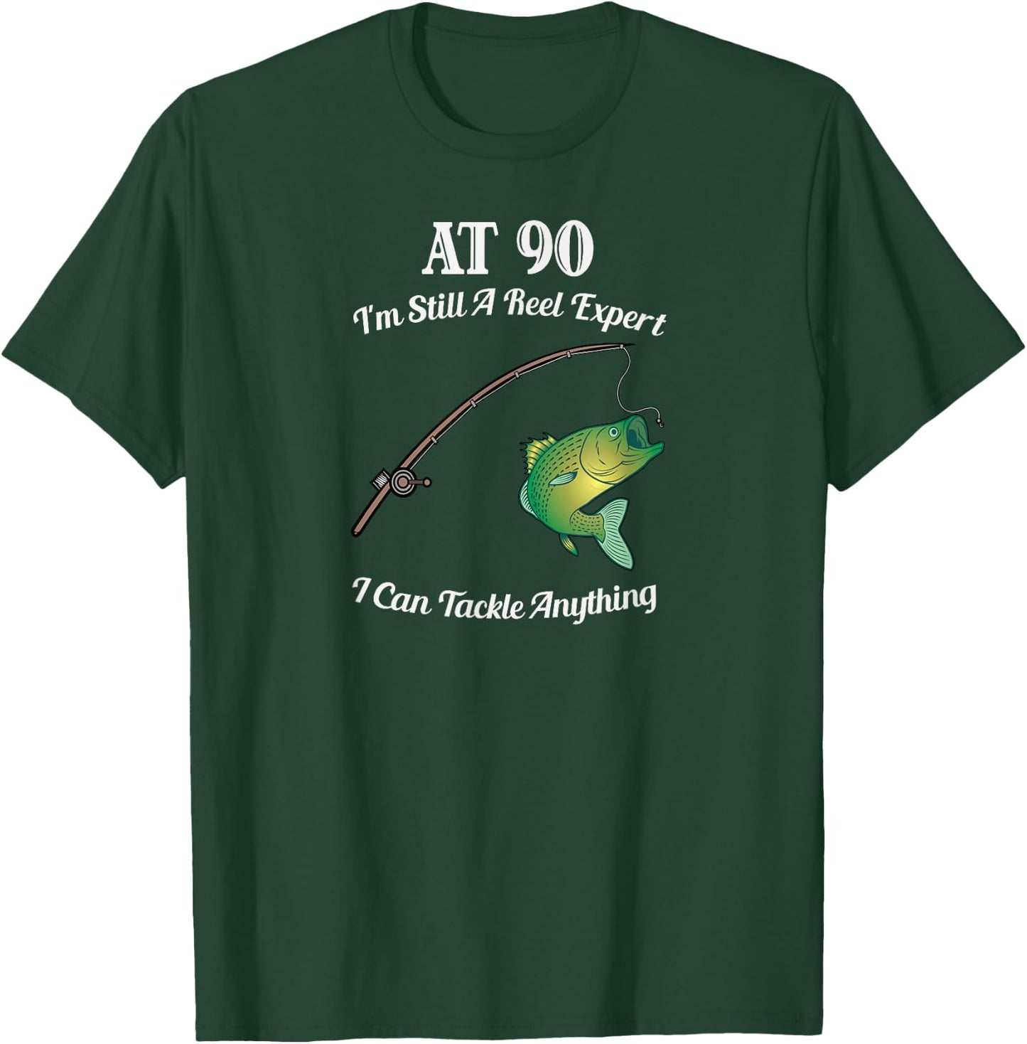 Funny 90th Birthday Gift 90-Year-Old Fisherman Fishing T-Shirt - T-Shirt | Forest