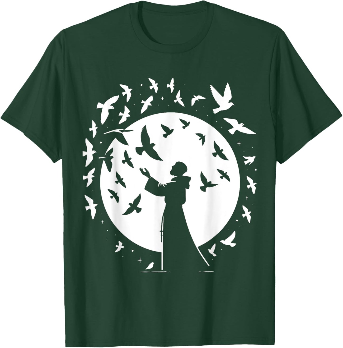 St Francis of Assisi Patron Saint of Animals Birds Catholic T-Shirt - T-Shirt | Forest
