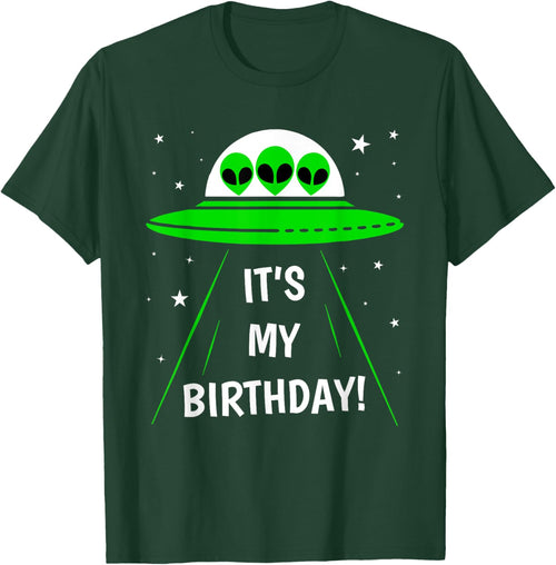 It's My Birthday Cute Alien UFO Ship In Space Funny Alien