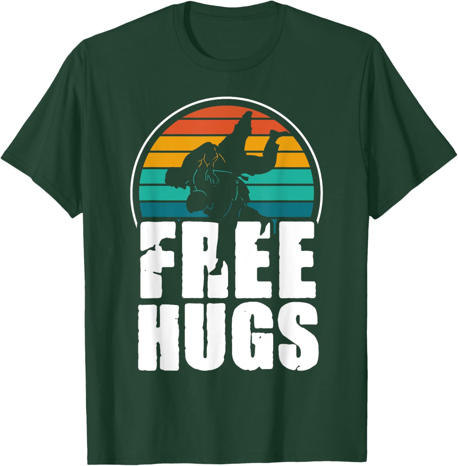 Vintage Retro Free Hugs - Cool Jiu Jitsu BJJ Martial Arts T-Shirt - T-Shirt | Forest
