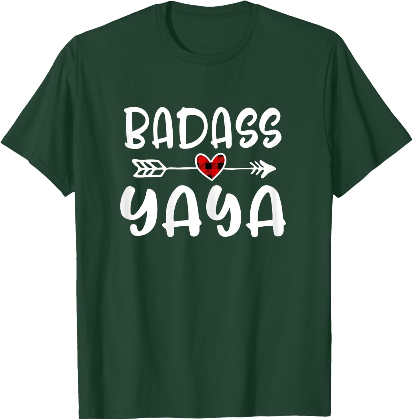 Badass Yaya Mothers Day Buffalo Plaid Grandmother Grandma T-Shirt - T-Shirt | Forest