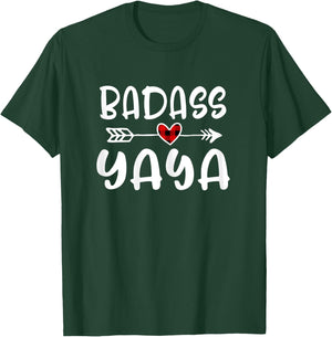 Badass Yaya Mothers Day Buffalo Plaid Grandmother Grandma T-Shirt - T-Shirt | Forest