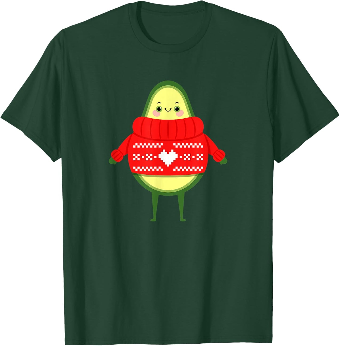 Avocado With Ugly Christmas Sweater - Cute Xmas Illustration T-Shirt - T-Shirt | Forest