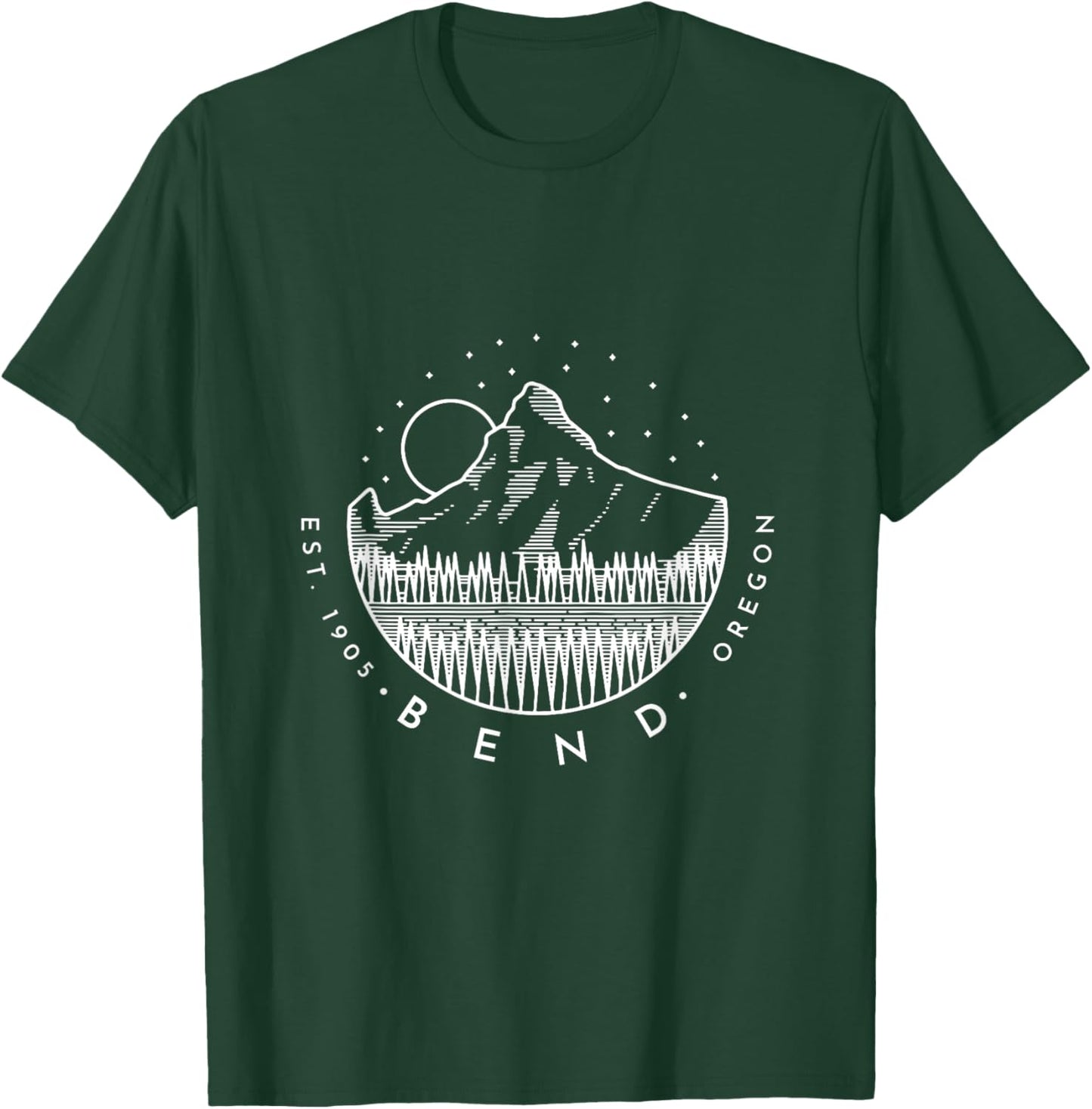 Bend Oregon Mountain And Forest Simple Minimal Design T-Shirt - T-Shirt | Forest
