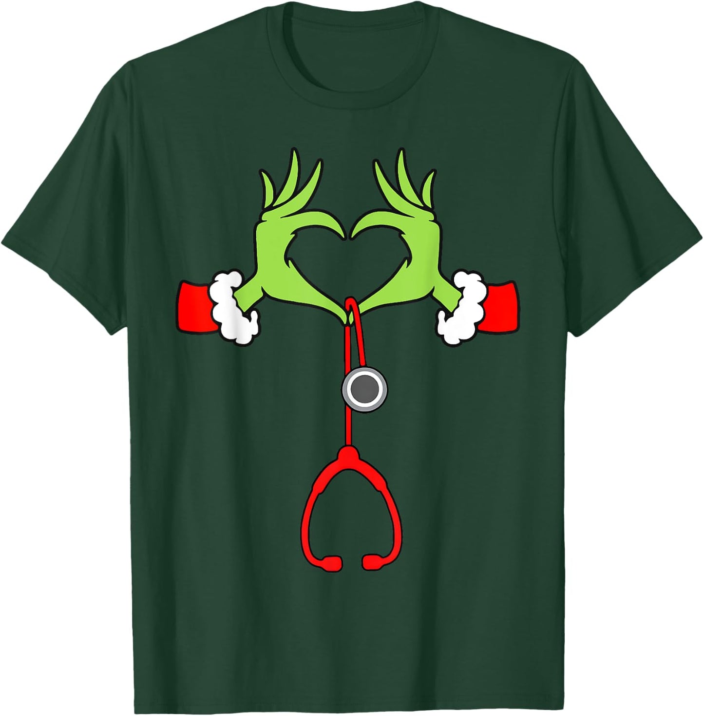 Nurse Christmas Stethoscope Nurses Xmas Pajamas PJs Women T-Shirt - T-Shirt | Forest
