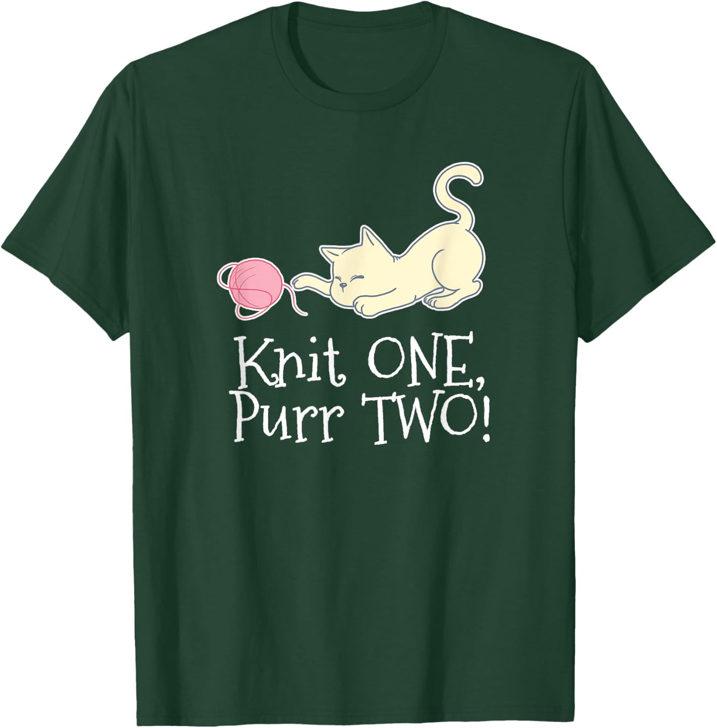 Knit One Purr Two Cat Lover Yarn Crocheting Women T-Shirt - T-Shirt | Forest