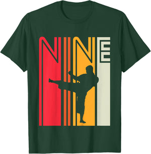 Kids 9th Birthday Gift Karate Retro Taekwondo Martial Arts Boys T-Shirt - T-Shirt | Forest