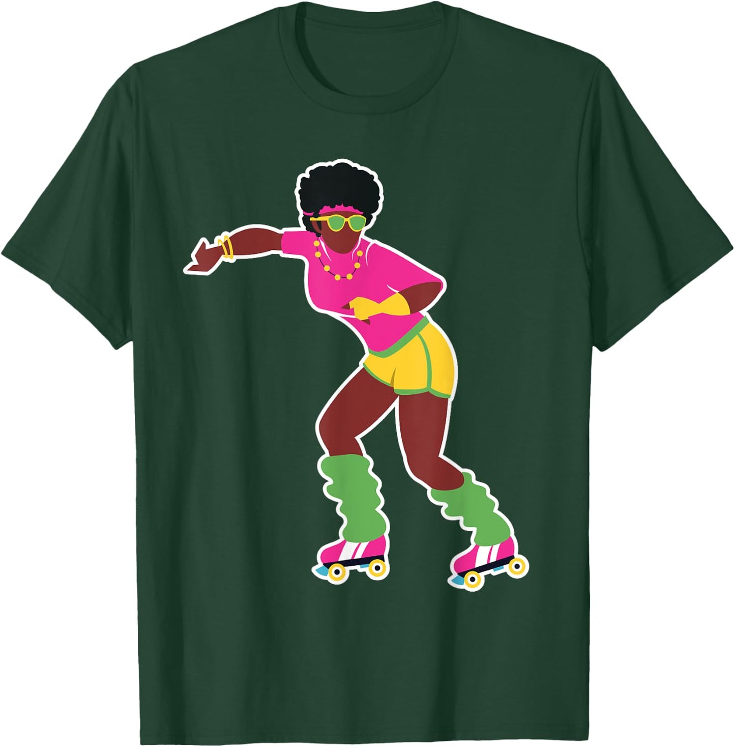 Funny Roller Skating Derby 70's 80's Skater Afro Girl Gifts T-Shirt - T-Shirt | Forest