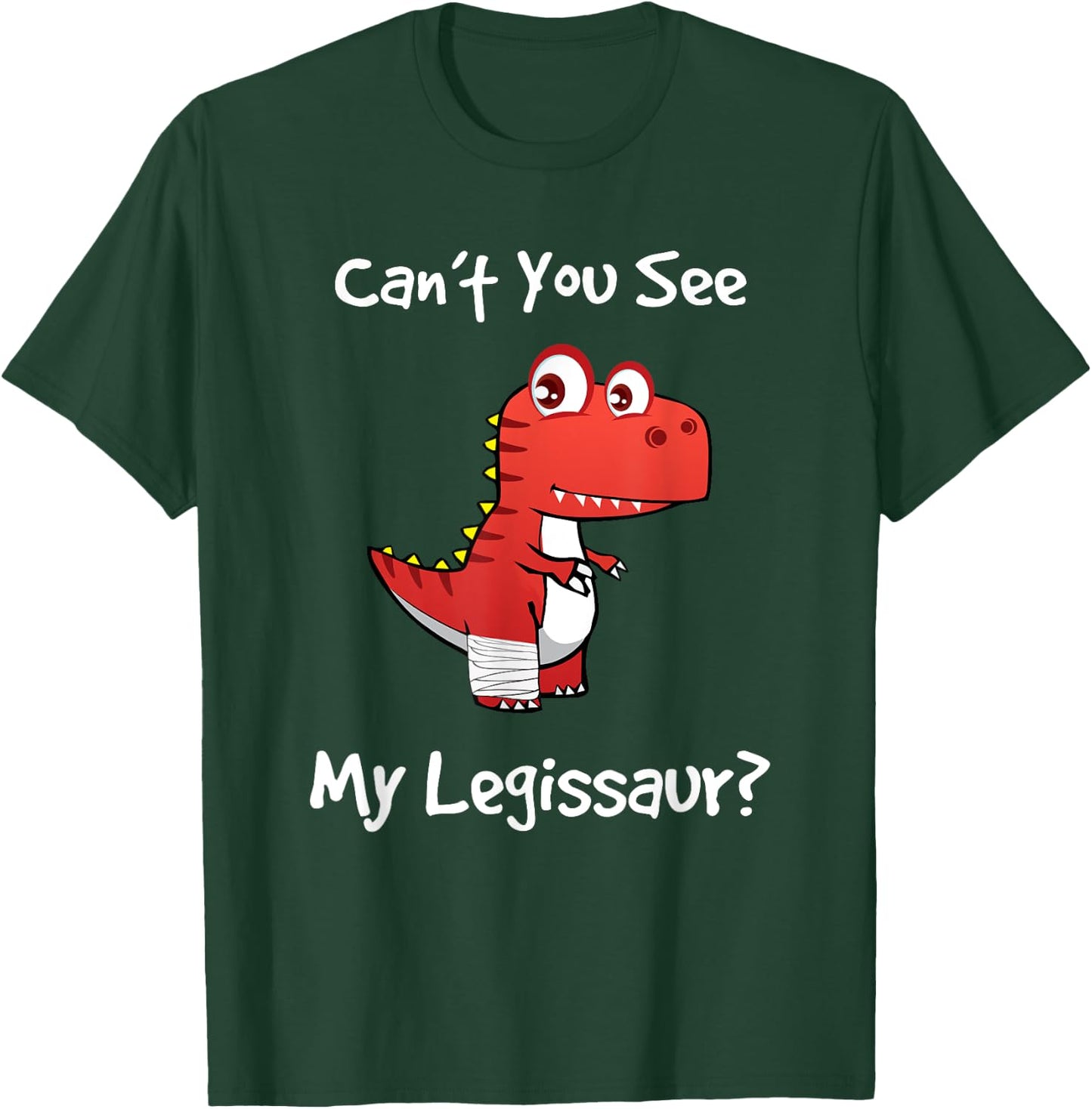Funny Get Well Broken Leg Dinosaur Legissaur with a Cast Small T-Shirt - T-Shirt | Forest