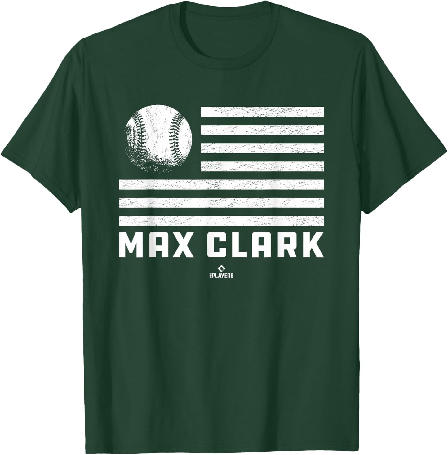 Flag Stripes Max Clark Prospect Baseball Fan Gear T-Shirt - T-Shirt | Forest