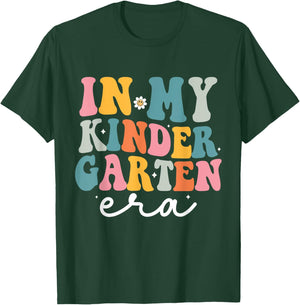 In My Kindergarten Era Groovy Kinder Back To School Teacher Men Women Kids T-Shirt - T-Shirt | Forest