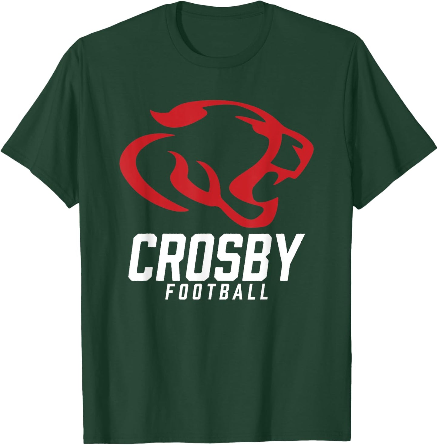 Crosby Cougars Logo Football Team HS T-Shirt - T-Shirt | Forest