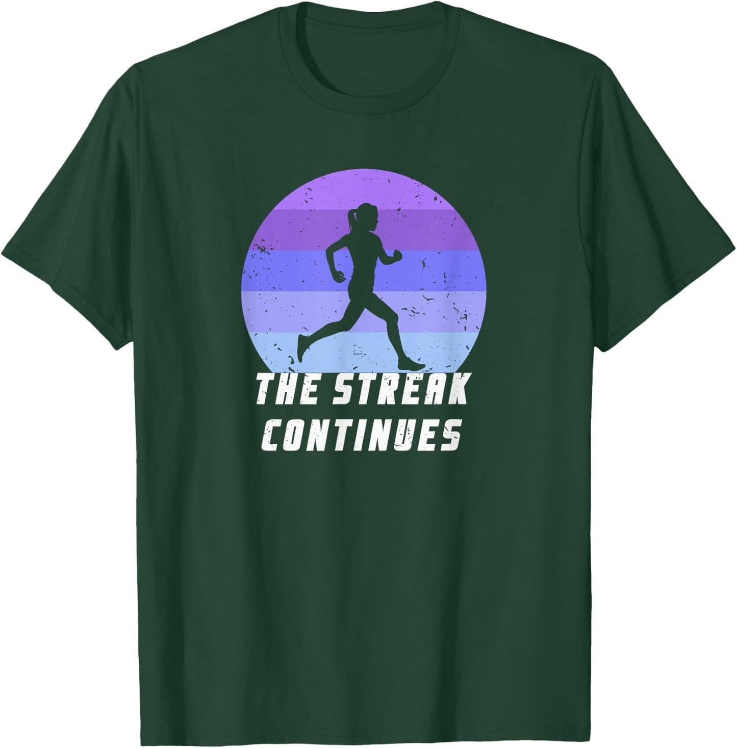 Run Streak 365 Running Daily Runner Silhouette Motivation T-Shirt - T-Shirt | Forest