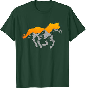 Horse Riding Apparel - Mountain and Horse T-Shirt - T-Shirt | Forest