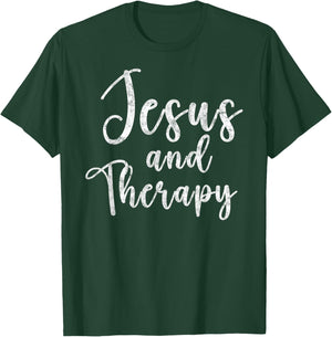 Jesus and Therapy Christian Funny Bible Lover Prayer T-Shirt - T-Shirt | Forest