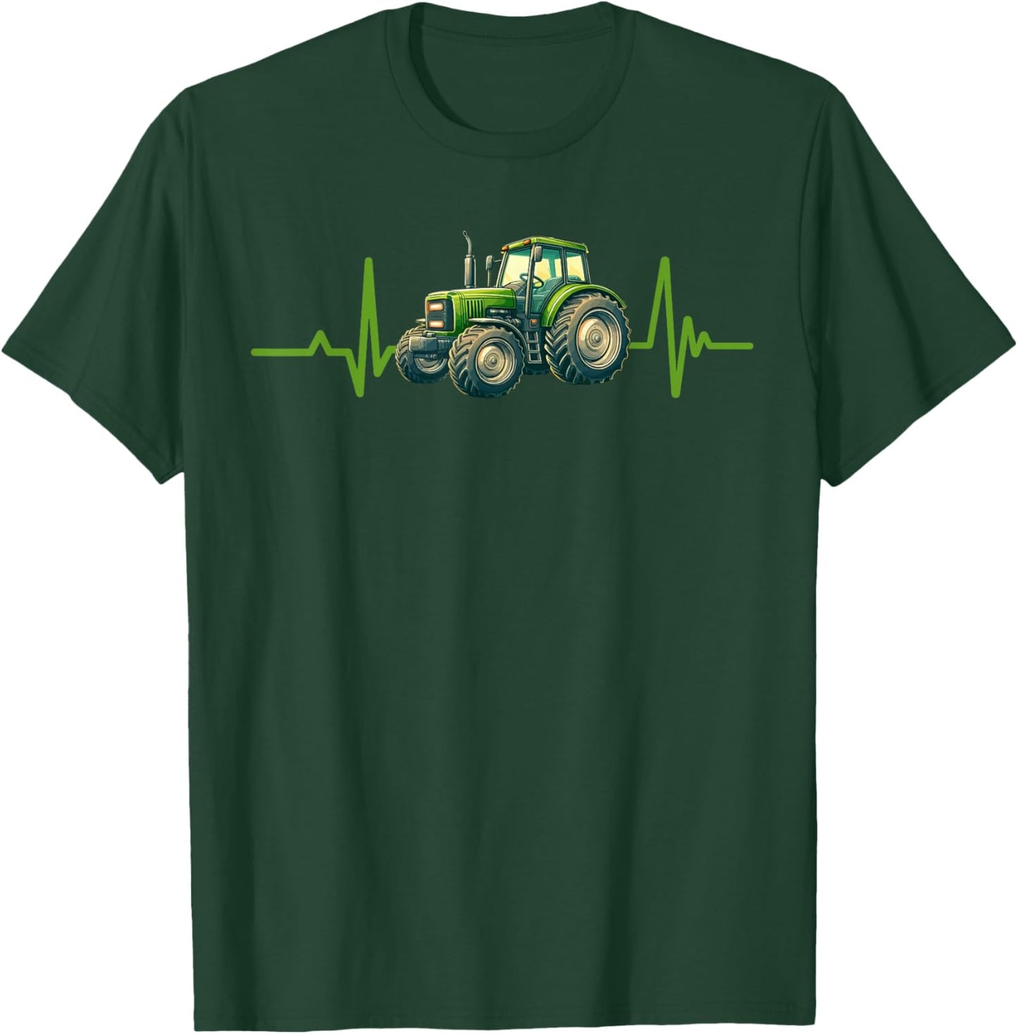 Tractor Heartbeat Farm Proud American Farmer Agriculture T-Shirt - T-Shirt | Forest