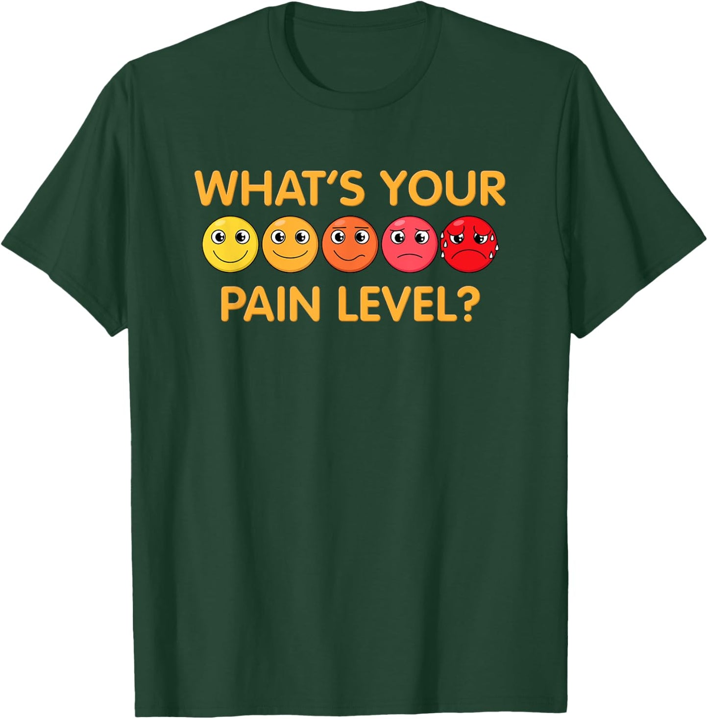 Funny Pain Scale Gym Joke Graphic Men Women Gag Pun Exercise T-Shirt - T-Shirt | Forest