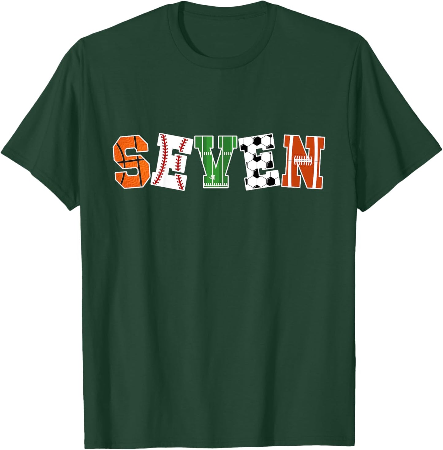 Kids 7th Birthday Sports Birthday Party 7 Year Old Boy T-Shirt - T-Shirt | Forest