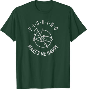 Fishing makes me happy a Fishing Gift T-Shirt - T-Shirt | Forest