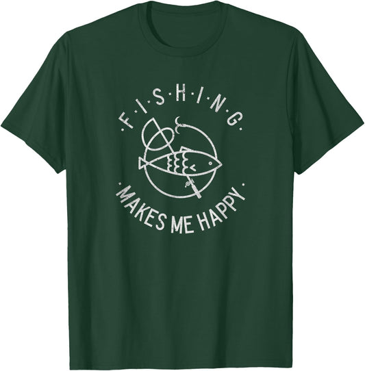Fishing makes me happy a Fishing Gift T-Shirt - T-Shirt | Forest