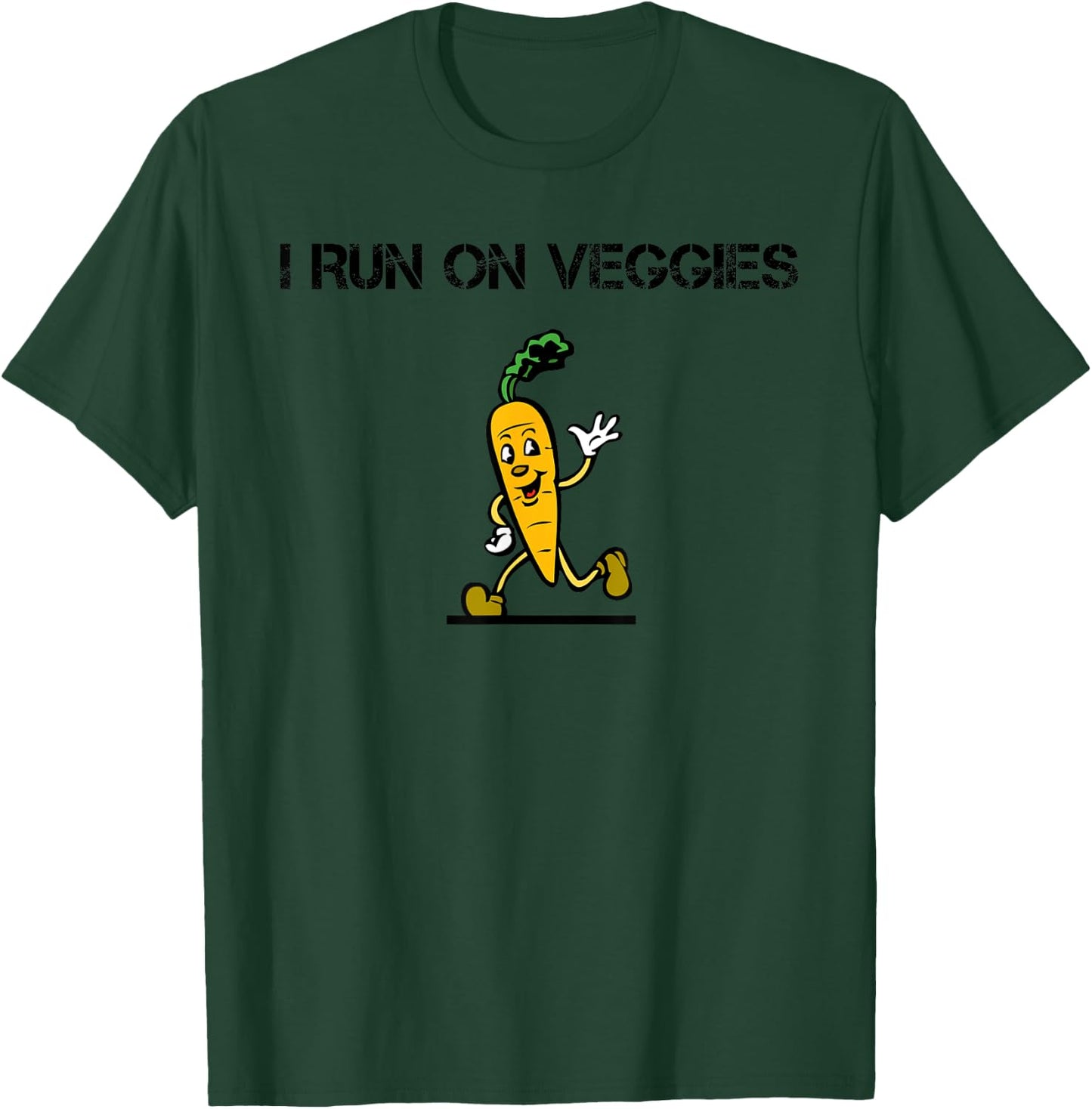 I Run On Veggies Vegetarian Runner Vegan Cardio Athlete T-Shirt - T-Shirt | Forest