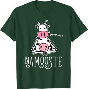 Namooste Cute Funny Silly Yoga Cow Namaste T-Shirt - T-Shirt | Forest