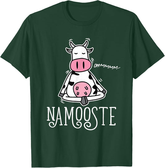 Namooste Cute Funny Silly Yoga Cow Namaste T-Shirt - T-Shirt | Forest