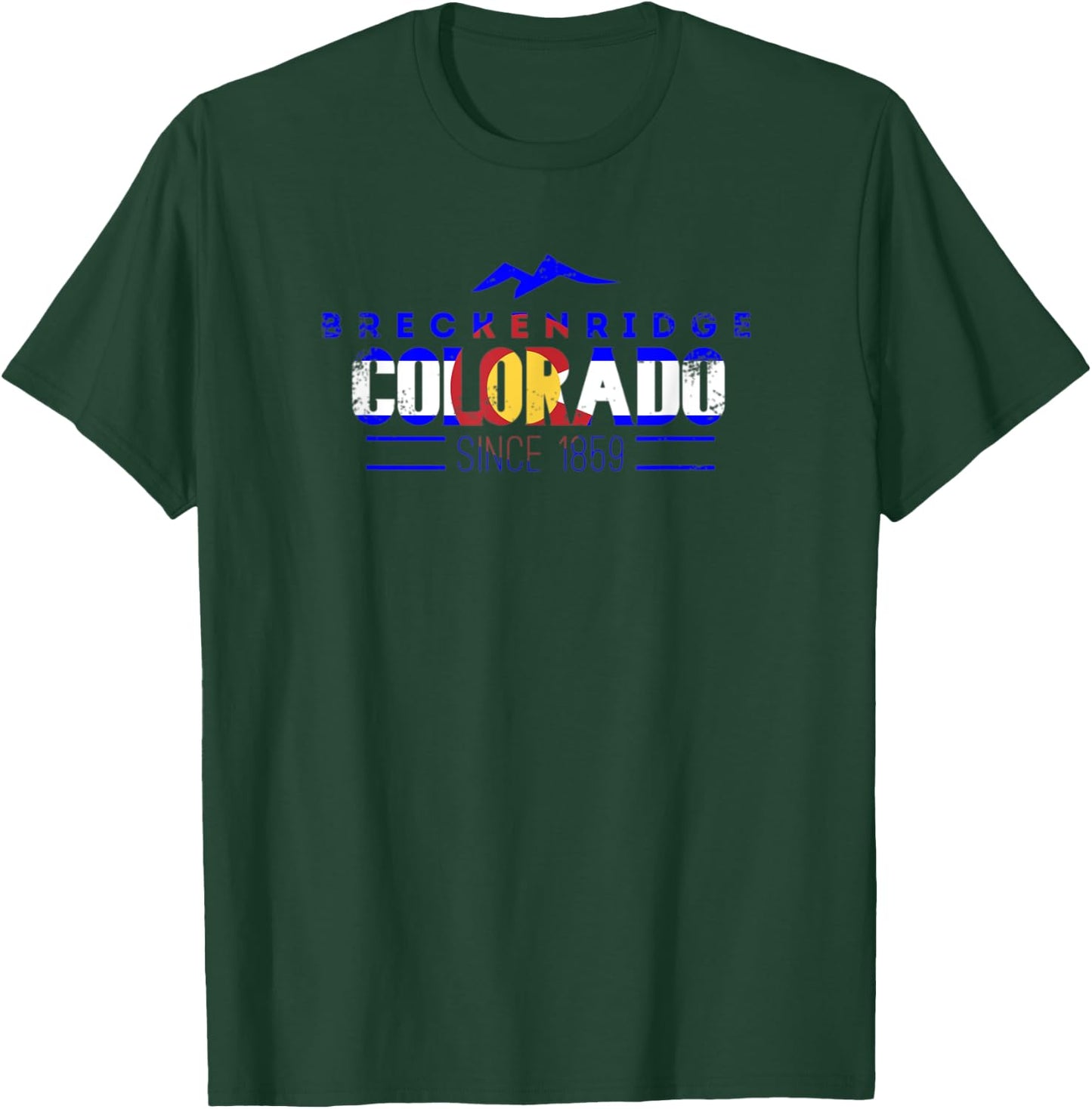 Breckenridge Colorado Flag Distressed Mountain Ski Design T-Shirt - T-Shirt | Forest