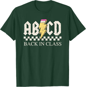 Boys Girls Teachers Rock Back to School ABCD Back in Class T-Shirt - T-Shirt | Forest