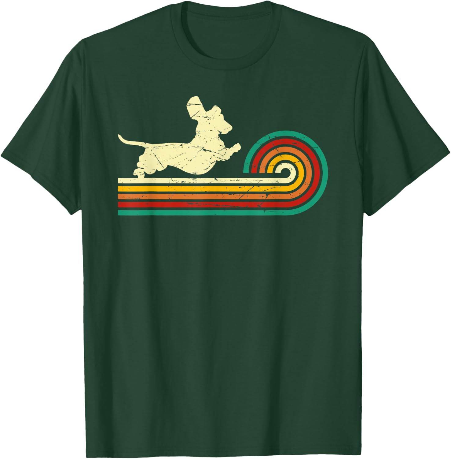 Dachshund Vintage Silhouette 60s 70s Retro Gifts Dog Lover T-Shirt - T-Shirt | Forest