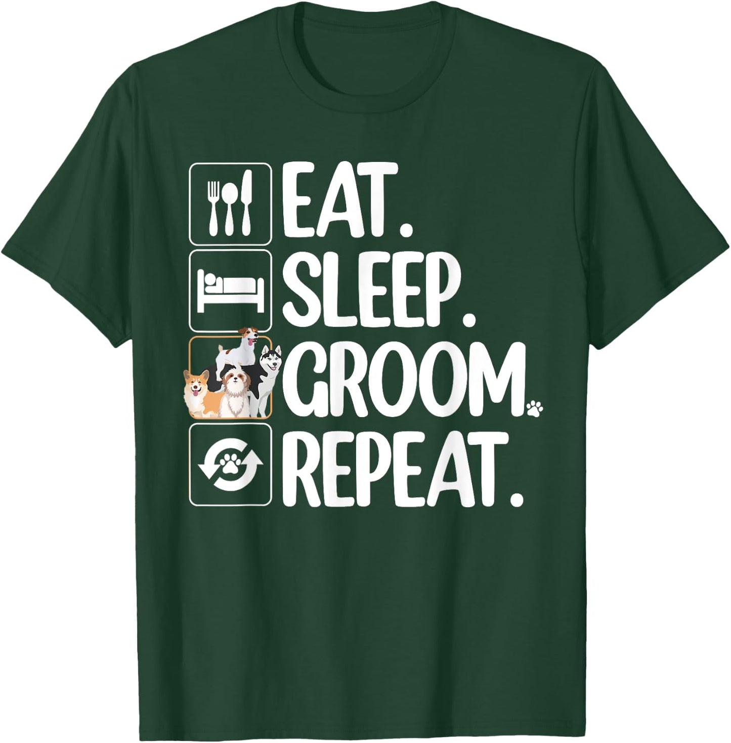 Cool Dog Groomer Women Pet Grooming Puppy Dog Lover T-Shirt - T-Shirt | Forest
