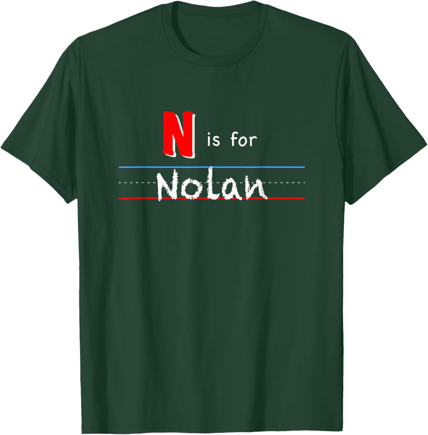 N Is For Nolan, boys custom personalized name kids school T-Shirt - T-Shirt | Forest