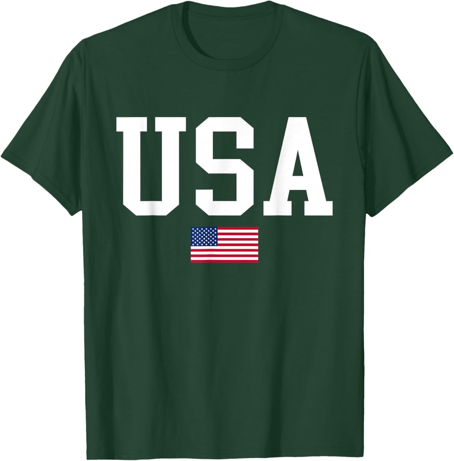 USA Patriotic American Flag Women Kids Boys Girls US T-Shirt - T-Shirt | Forest
