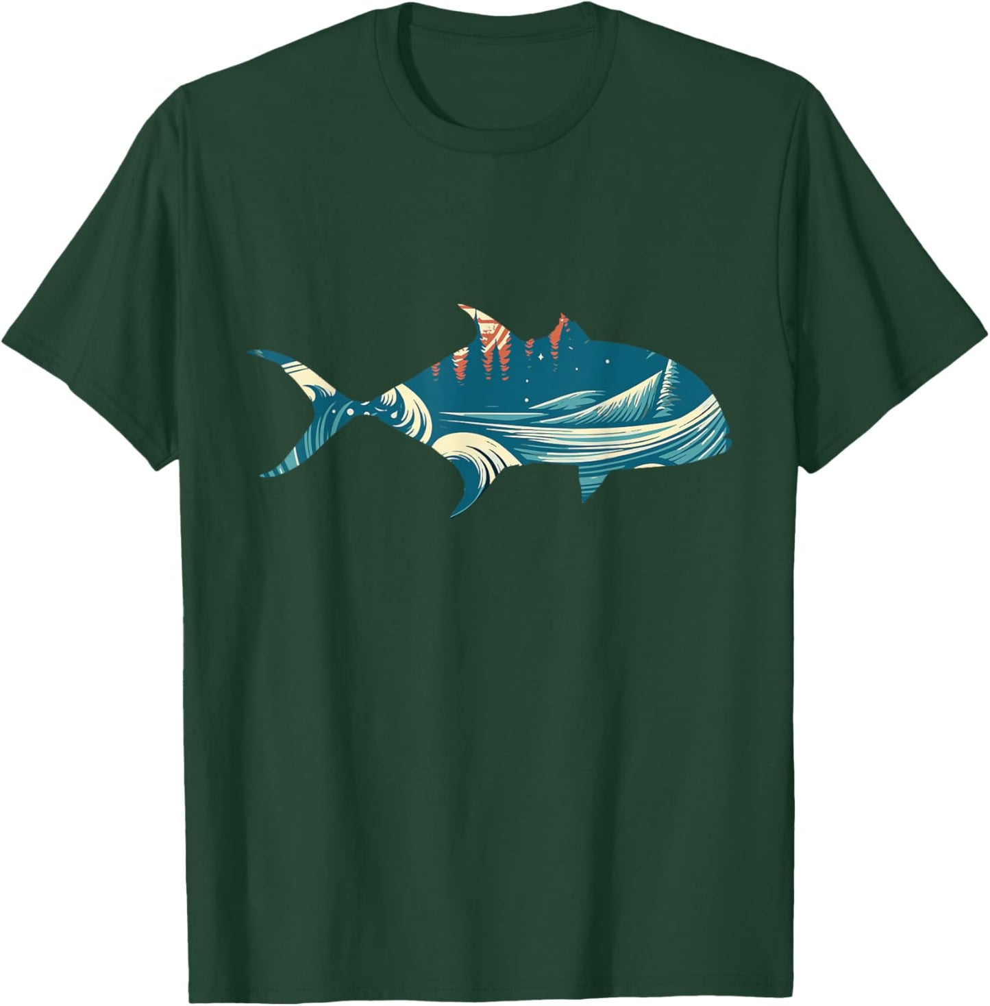 Retro Giant Trevally Fishermens Vintage Fins T-Shirt - T-Shirt | Forest