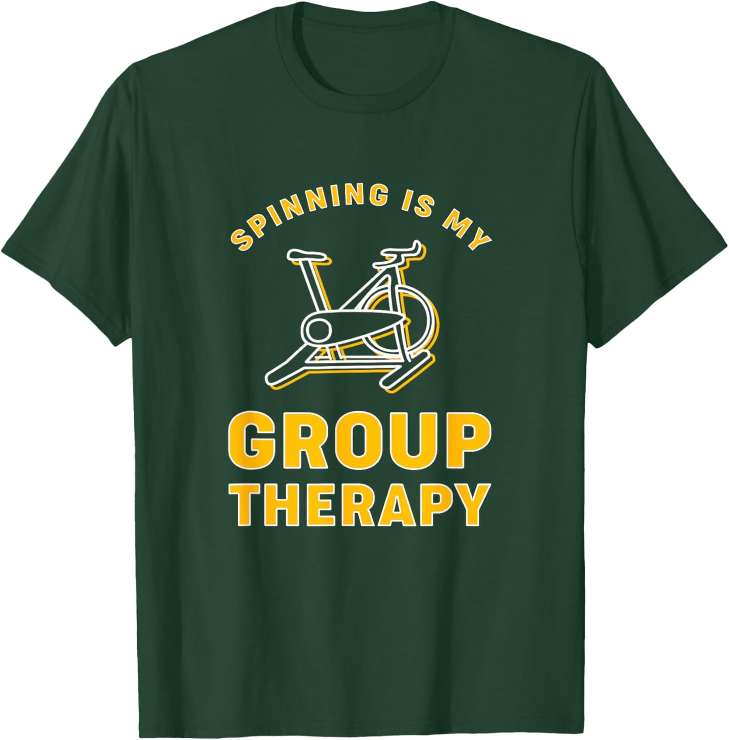 Funny Spin Class Spinning Is My Group Therapy T-Shirt - T-Shirt | Forest