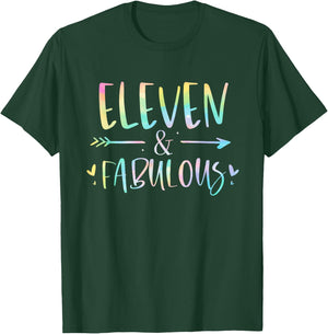 Eleven and Fabulous 11 Year Old Girls Birthday Tie Dye T-Shirt - T-Shirt | Forest