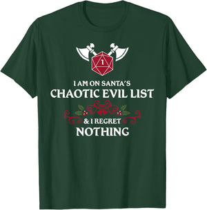 Santa's Chaotic Evil List Tabletop RPG D20 Funny Christmas T-Shirt - T-Shirt | Forest