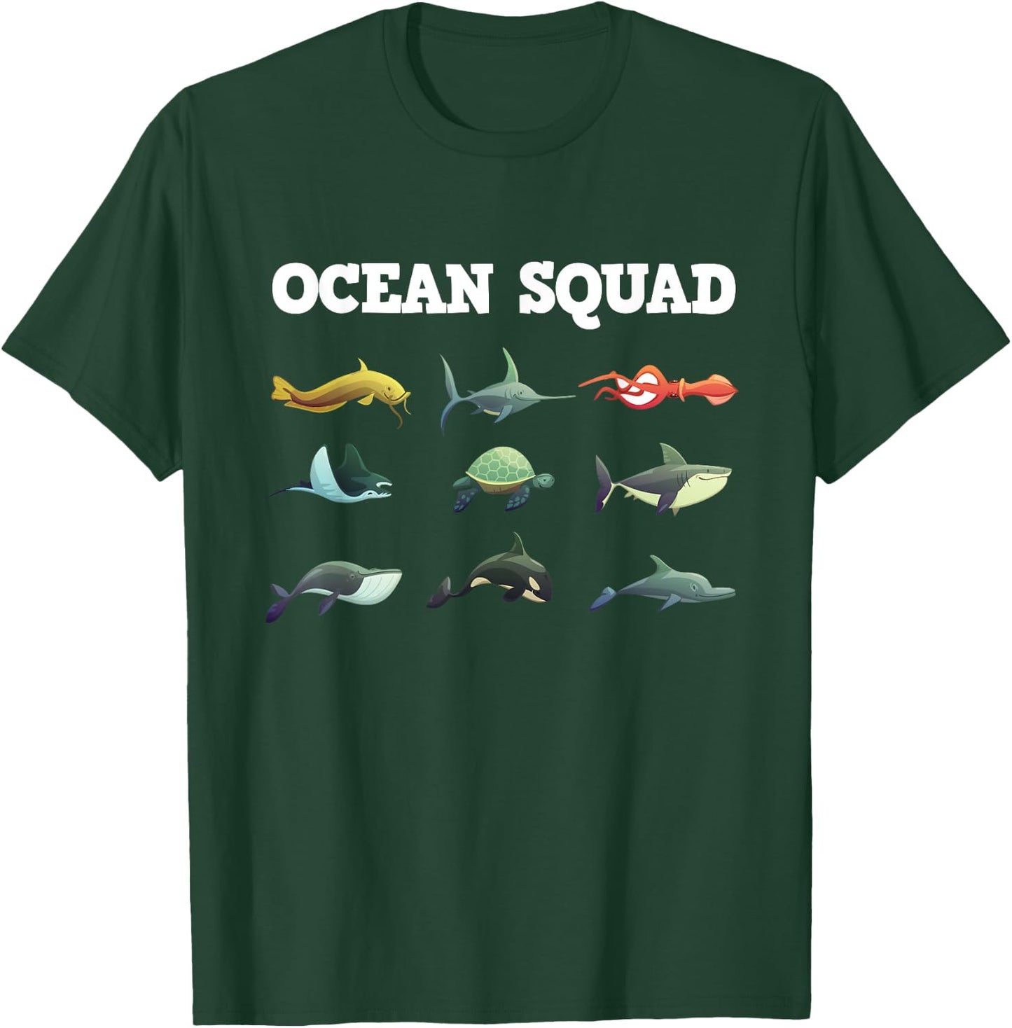 Cute Ocean Creatures Funny Sea Animals Fish Lover Gift Kids T-Shirt - T-Shirt | Forest