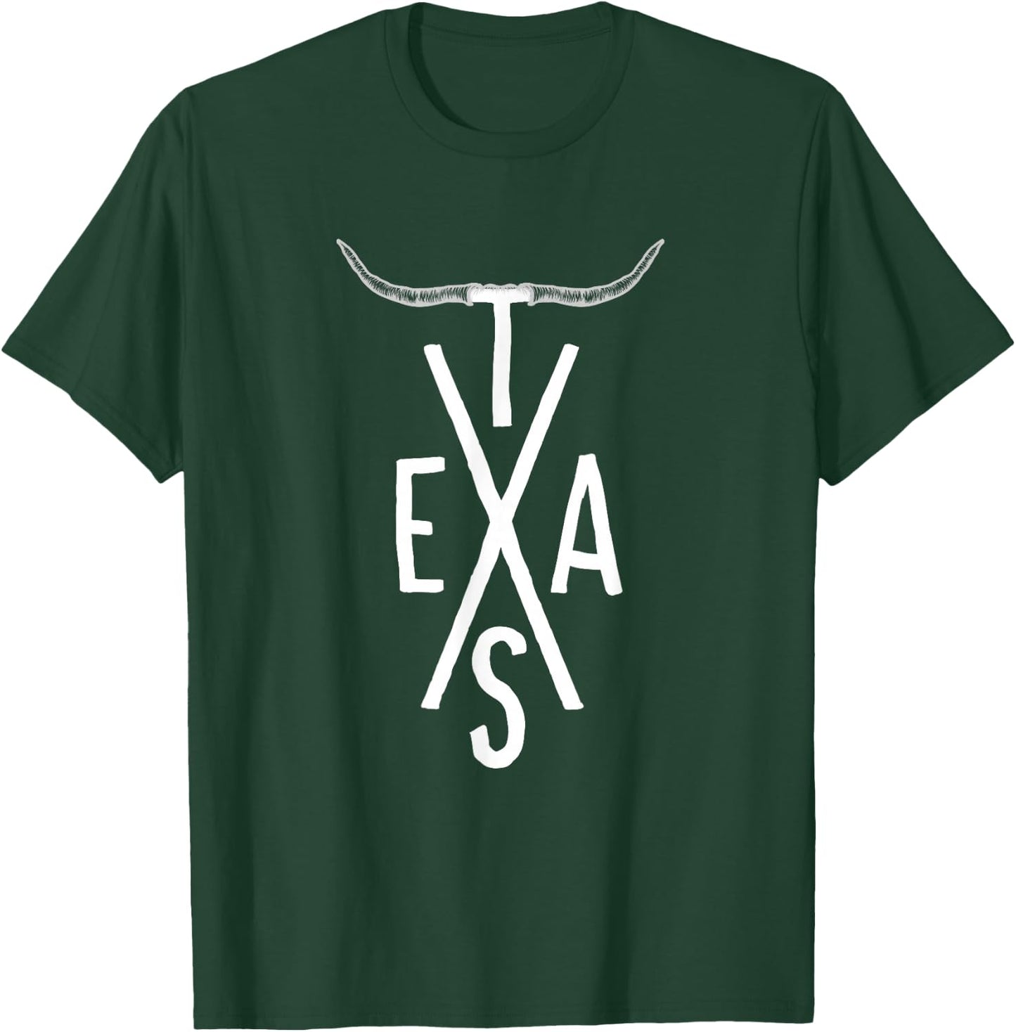 Cool Texas Souvenir Long Cow Horns USA Cowboy Traveler Gift T-Shirt - T-Shirt | Forest