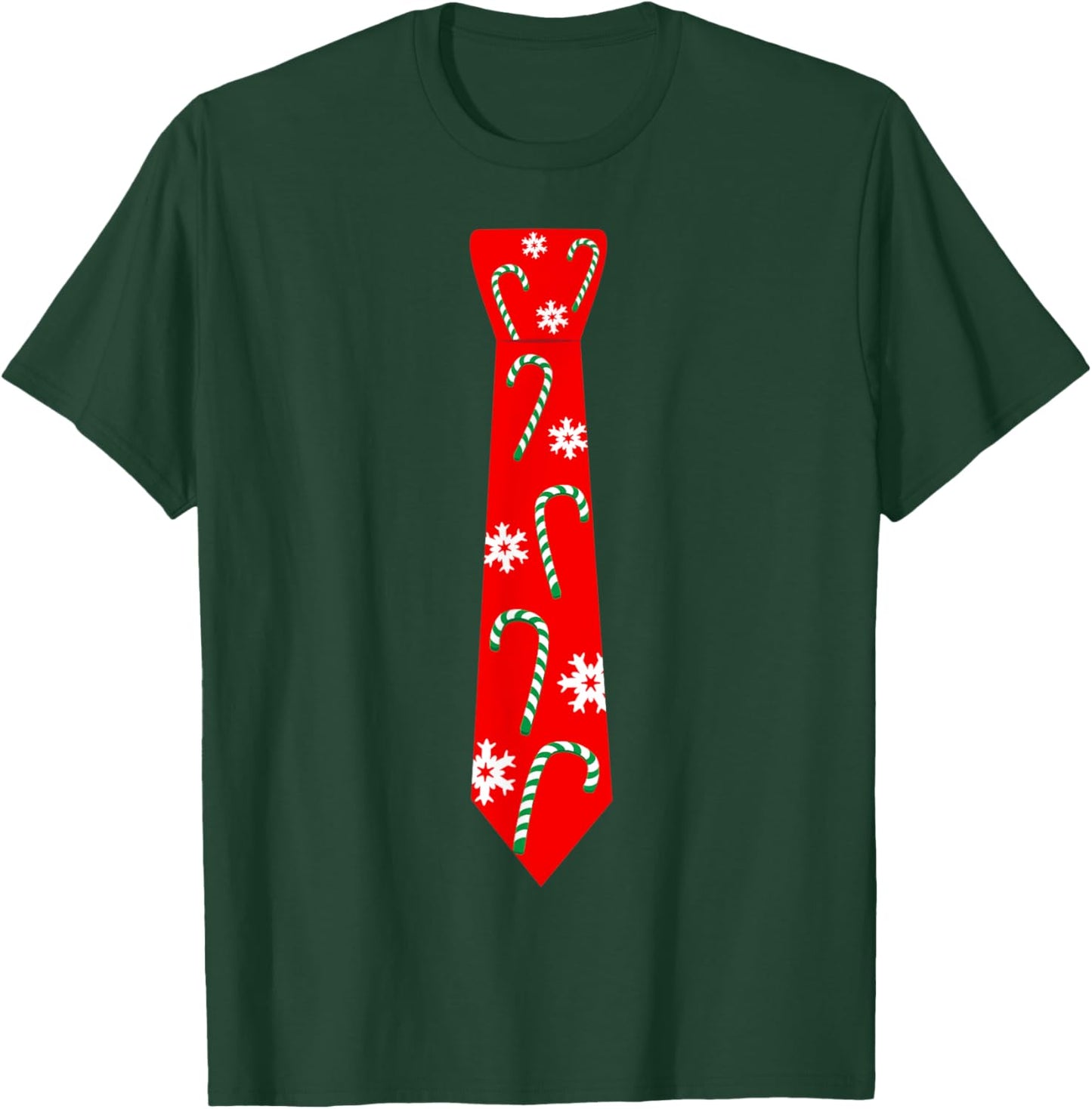 Cute Christmas Neck Tie Xmas Design Candy Cane Gift T-Shirt - T-Shirt | Forest