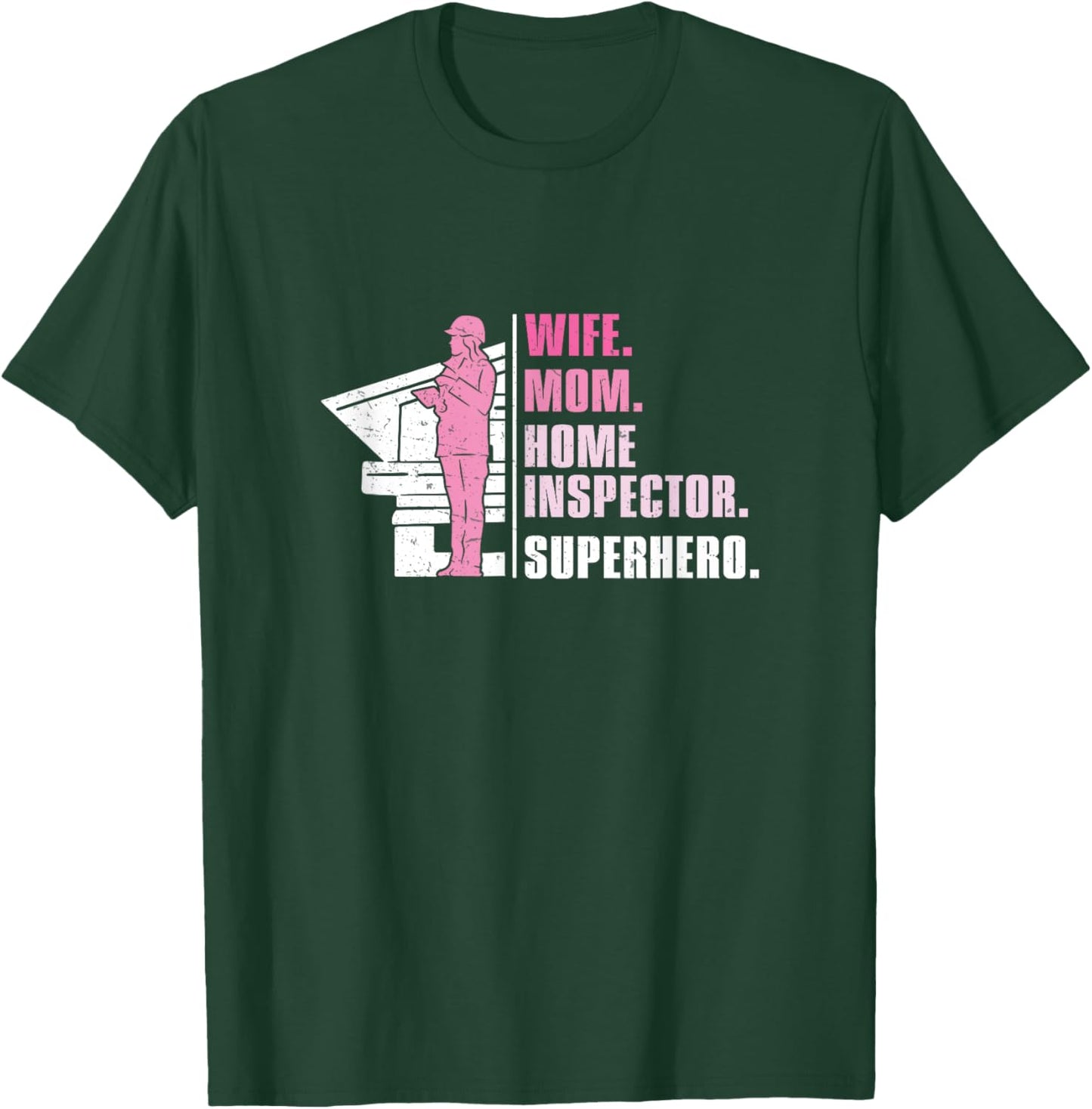 Wife Mom Retro Home Inspector Superhero Property Inspections T-Shirt - T-Shirt | Forest
