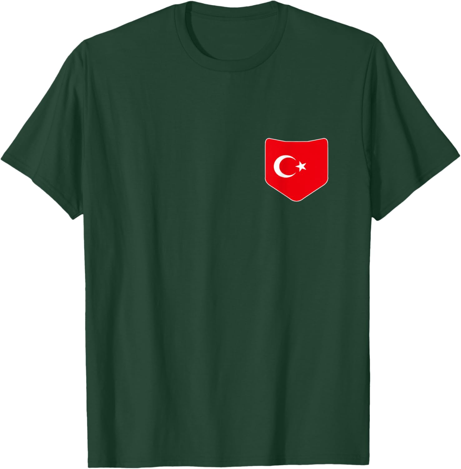 Turkey Flag with Printed Turkish Flag Pocket T-Shirt - T-Shirt | Forest
