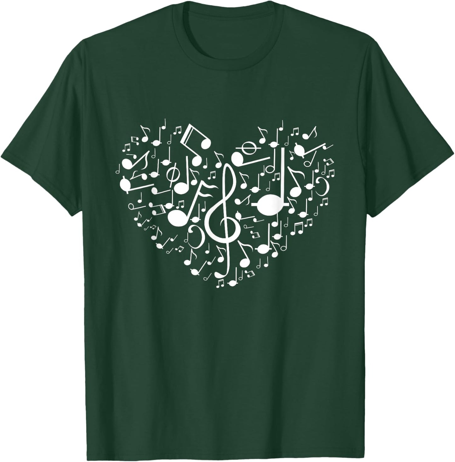 Music Heart Musical Notes Musician Composer Instrumentalist T-Shirt - T-Shirt | Forest