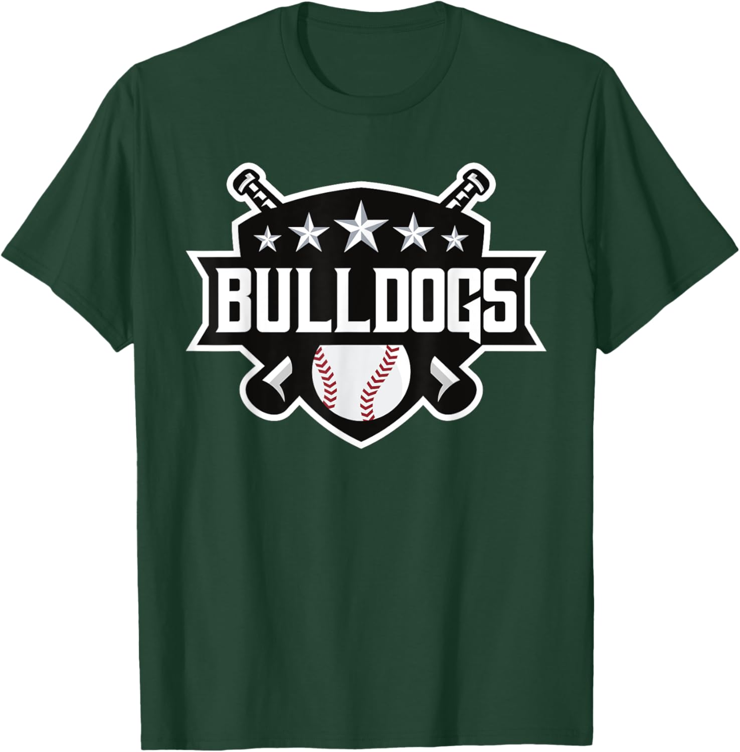 Bulldogs Black Baseball Game Day Print Stars Mom Dad T-Shirt - T-Shirt | Forest