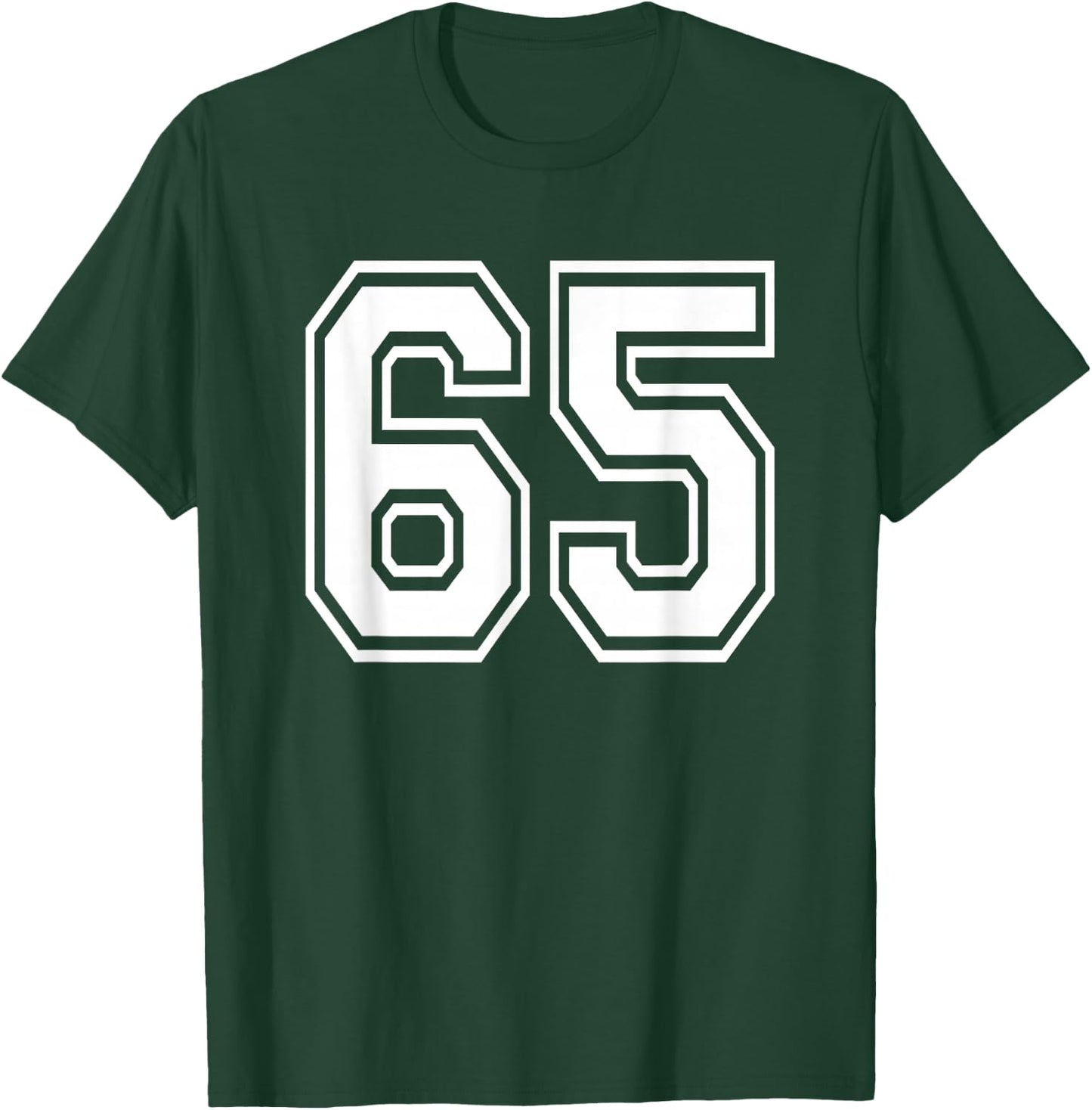 Number 65 Numbered Uniform Sports Jersey Team 65th Birthday T-Shirt - T-Shirt | Forest