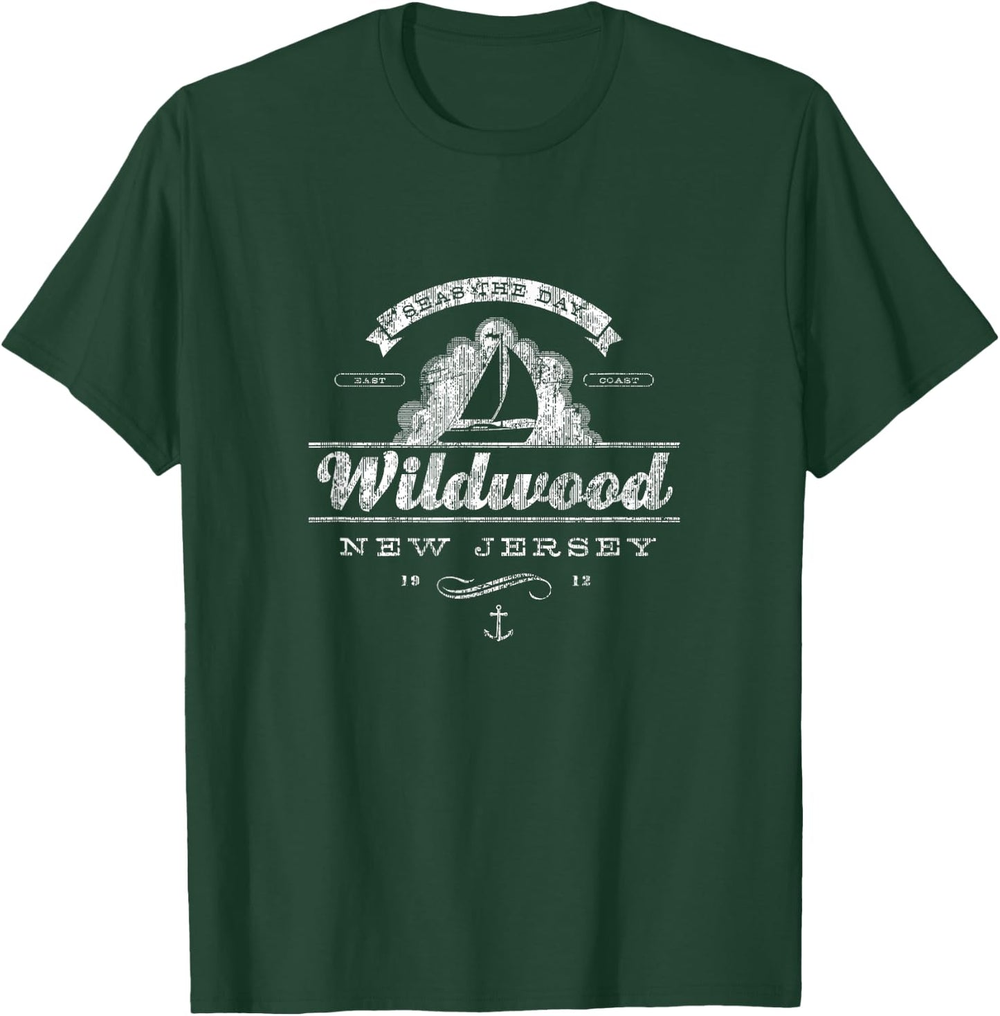 Wildwood NJ Sailboat Vintage Nautical Throwback T-Shirt - T-Shirt | Forest