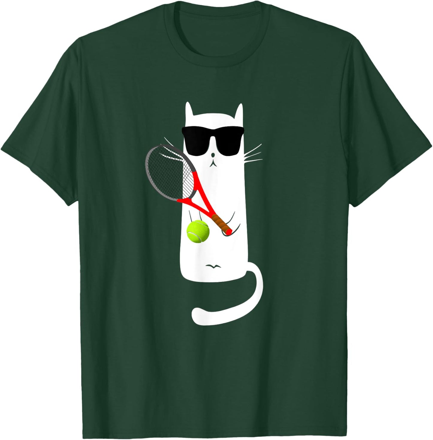 Funny Cat Wearing Sunglasses Playing Tennis T-Shirt - T-Shirt | Forest