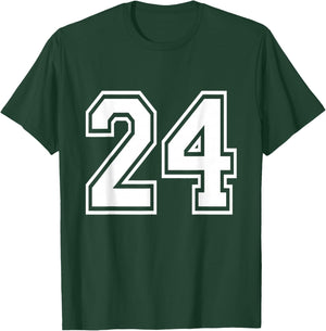 Number 24 Varsity Sports Team Jersey 24th Birthday 24 Years T-Shirt - T-Shirt | Forest