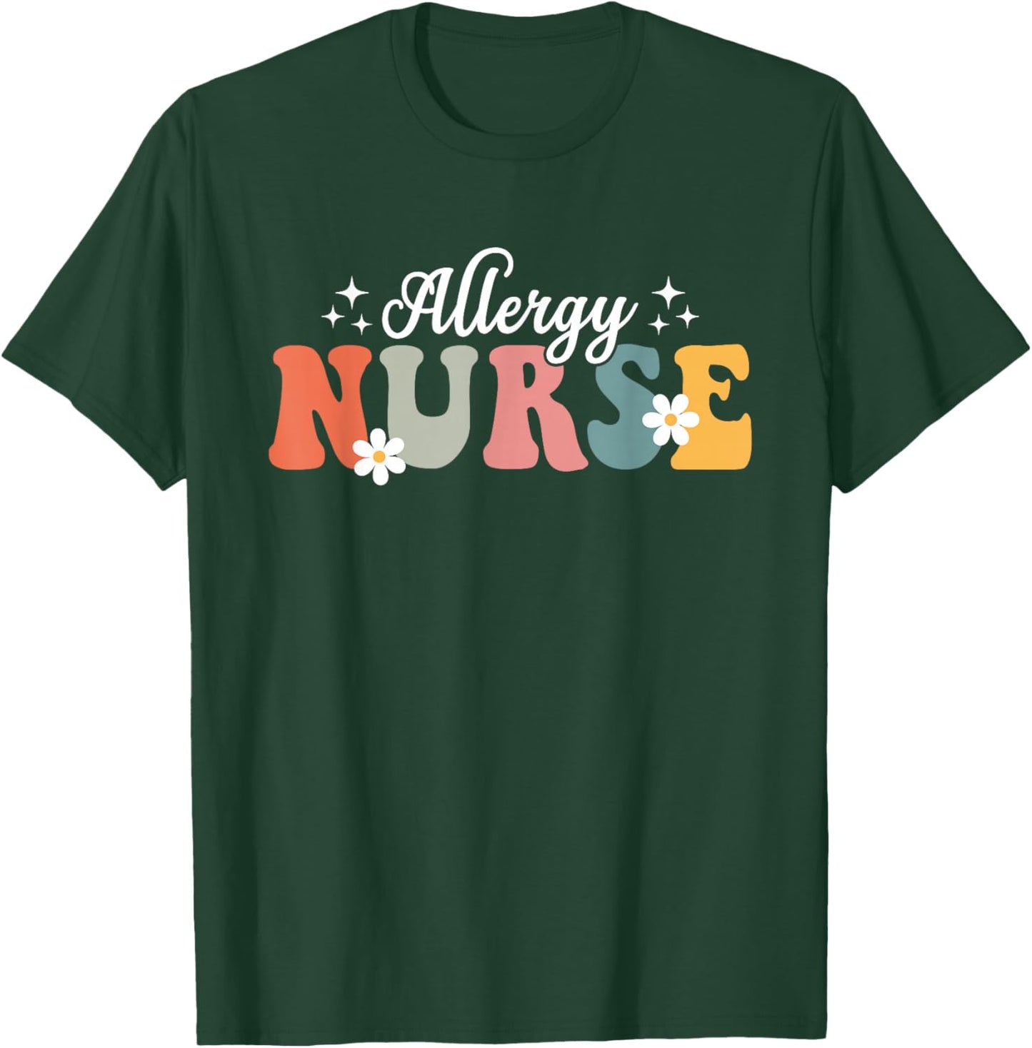 Retro Groovy Nurse Allergy Nurse Funny Nursing Men T-Shirt - T-Shirt | Forest