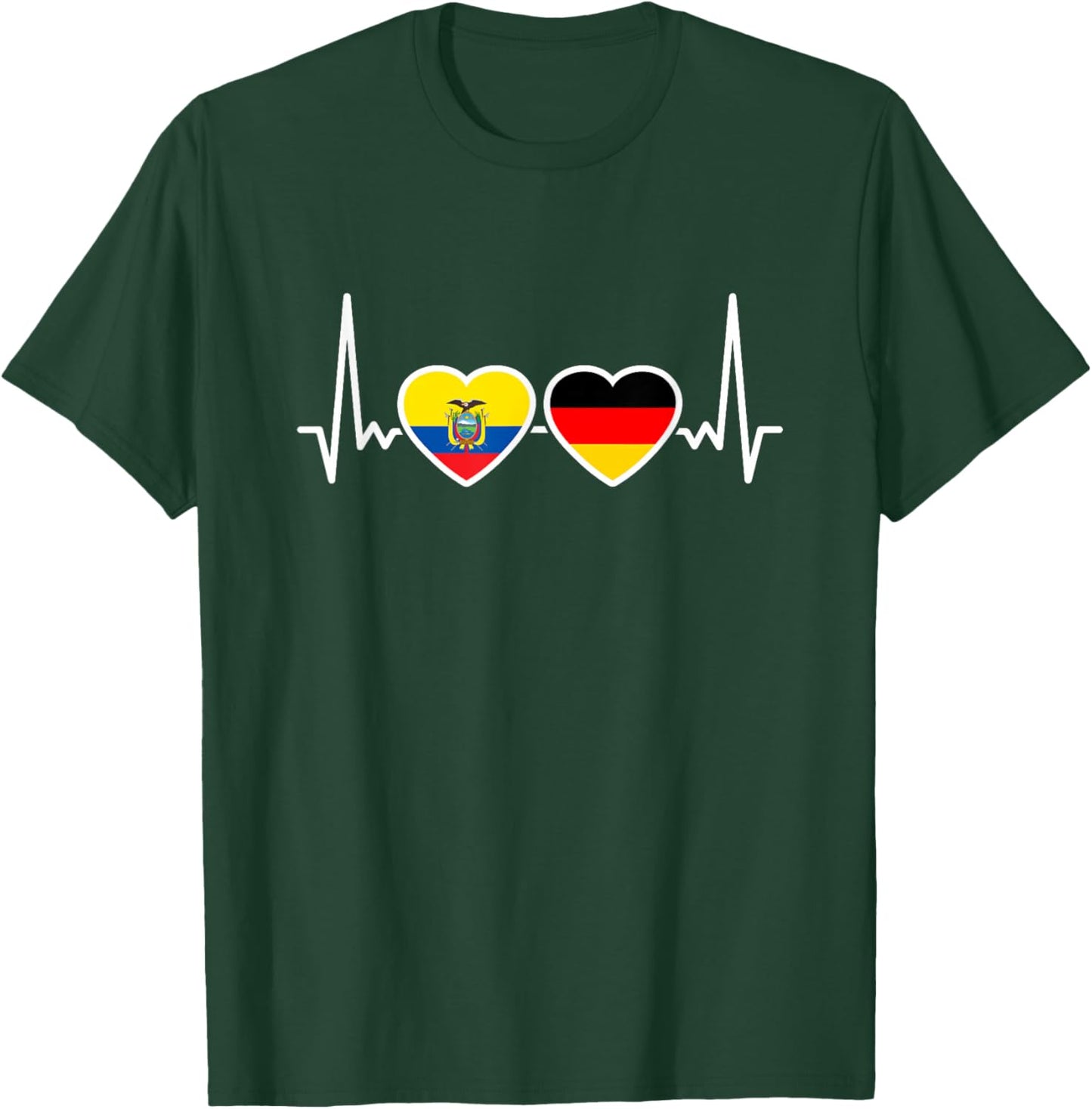 Ecuador Deutschland Herzschlag Flagge Ecuadorianer T-Shirt - T-Shirt | Forest